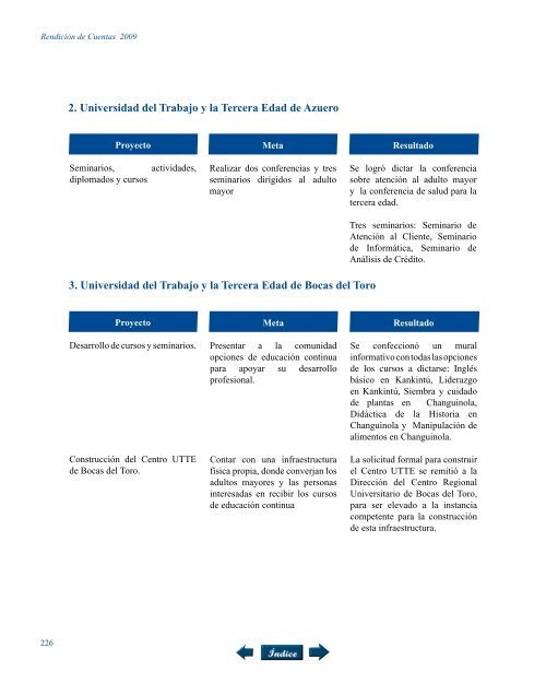 RENDICIÃN DE CUENTAS 2009 - Universidad de PanamÃ¡