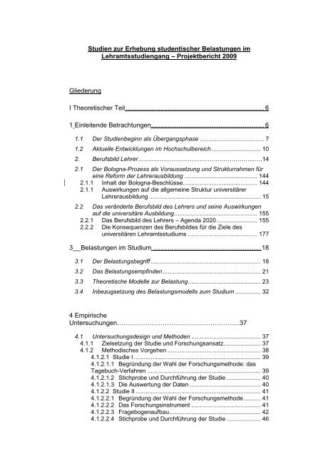 Studien zur Erhebung studentischer Belastungen im ...