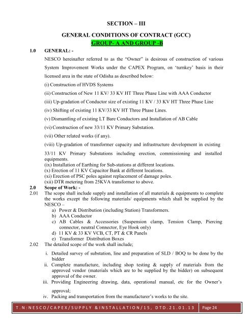 TENDER NOTICE NO. NESCO/ CAPEX/SUPPLY & INSTALLATION ...