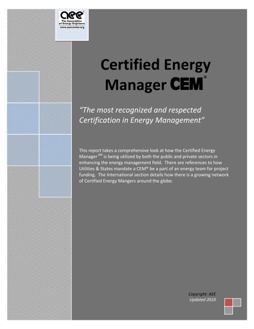 Certified Energy Manager Association Of Energy Engineers