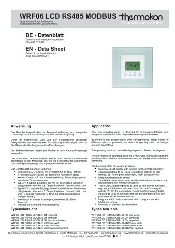 WRF06 LCD RS485 MODBUS - Thermokon Sensortechnik GmbH