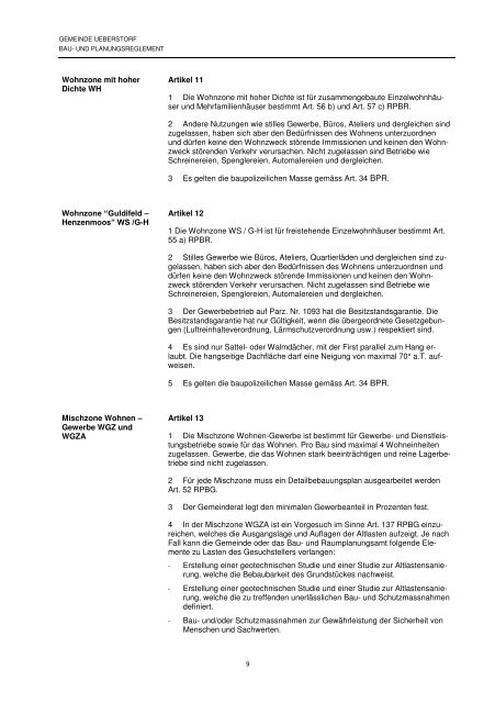 und Planungsreglement der Gemeinde Ueberstorf vom 14.02.2012