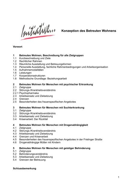 Konzeption des Betreuten Wohnens - Initiative zur sozialen ...