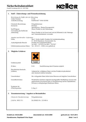 Sicherheitsdatenblatt - Max F.Keller