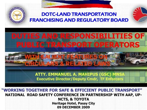 duties and responsibilities of public transport operators