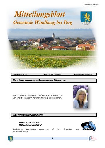 Mitteilungsblatt der Gemeinde Windhaag bei Perg vom 22. Mai 2012