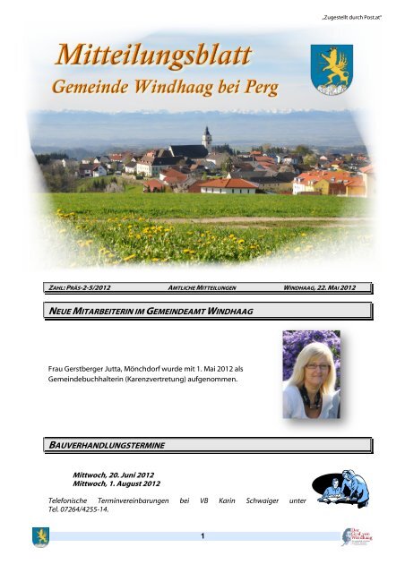 Mitteilungsblatt der Gemeinde Windhaag bei Perg vom 22. Mai 2012