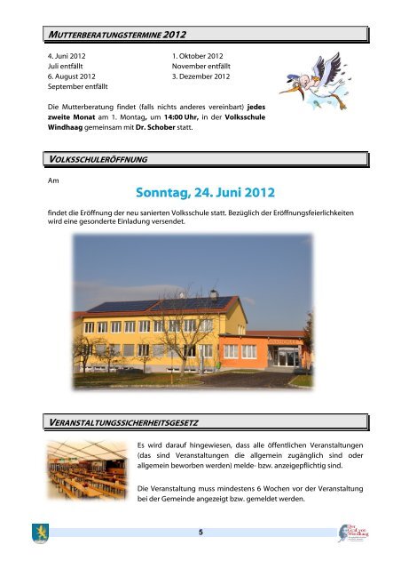 Mitteilungsblatt der Gemeinde Windhaag bei Perg vom 22. Mai 2012