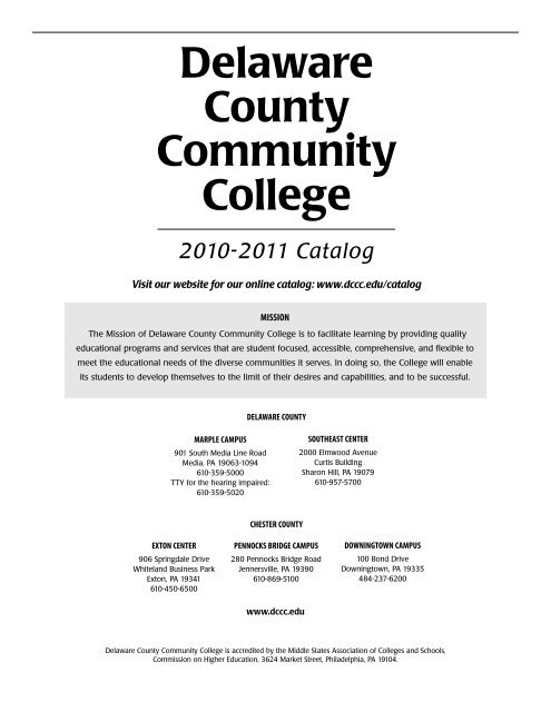 2010 Catalog - Delaware County Community College