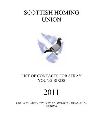 Young bird ring book 2011 - Scottish Homing Union