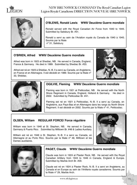 Lest We Forget - Royal Canadian Legion New Brunswick Command