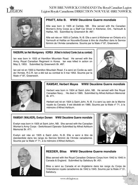 Lest We Forget - Royal Canadian Legion New Brunswick Command