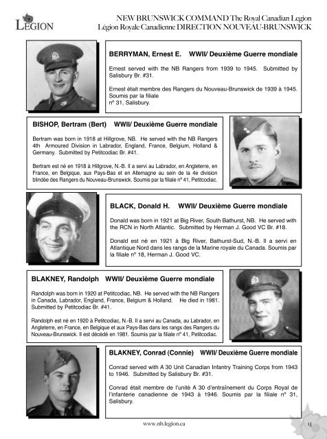 Lest We Forget - Royal Canadian Legion New Brunswick Command