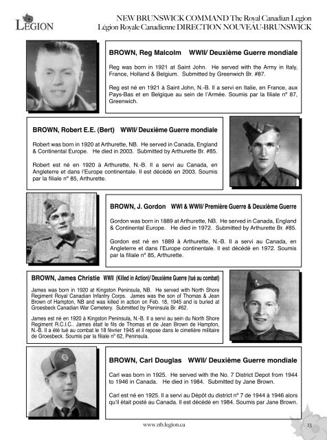 Lest We Forget - Royal Canadian Legion New Brunswick Command