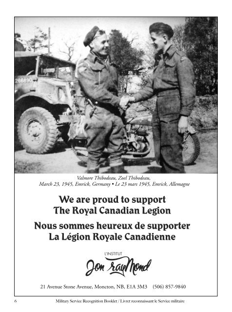 Lest We Forget - Royal Canadian Legion New Brunswick Command