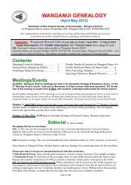 Wanganui Genealogy newsletter - New Zealand Society of ...