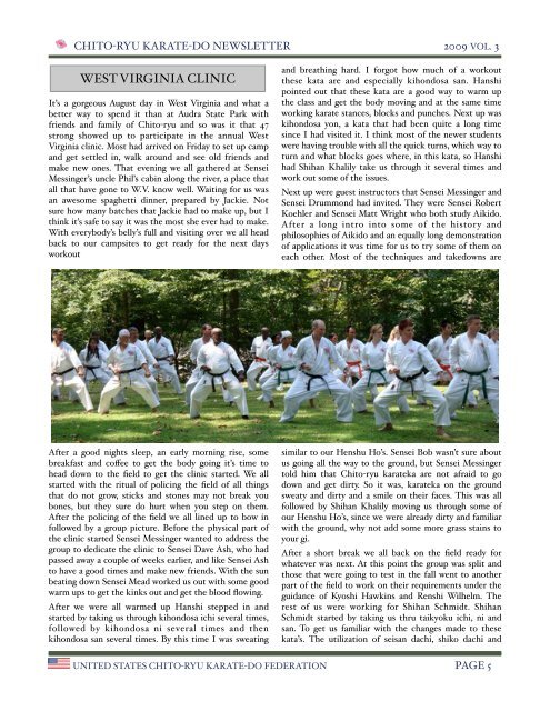 2009 Volume 3 - United States Chito-ryu Karate Federation