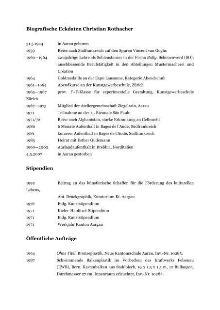 Biography Christian Rothacher - Galerie & Edition Marlene Frei