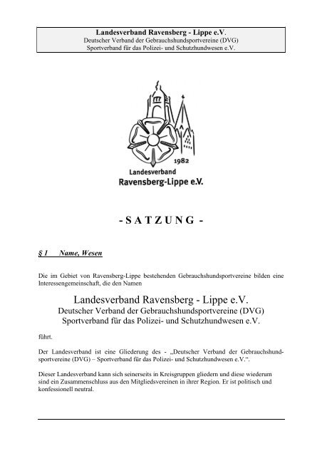 - S A T Z U N G  - Landesverband Ravensberg - Lippe e.V. - DVG ...