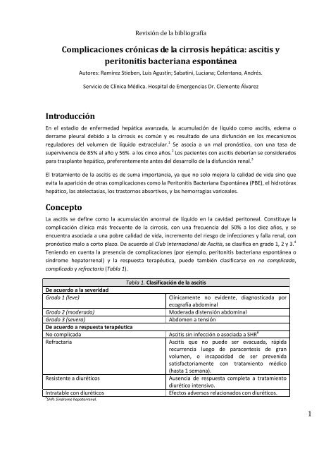 Complicaciones crÃ³nicas de la cirrosis hepÃ¡tica: ascitis y peritonitis ...