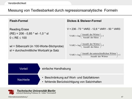 Konsumentenverhalten Informationsverarbeitung - TU Berlin