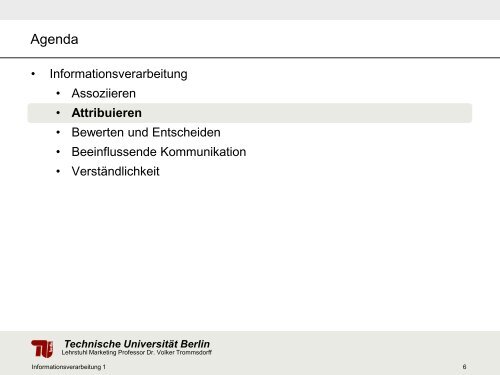 Konsumentenverhalten Informationsverarbeitung - TU Berlin