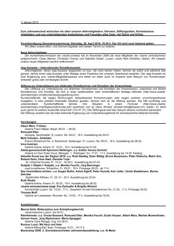 agenda | januar 2010 (pdf) - visarte-zentralschweiz