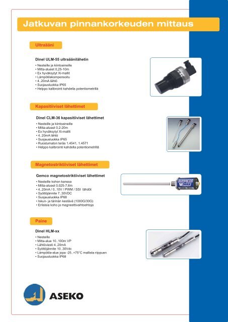 Pinnanmittaukset tuotteet 2009 pdf - Aseko Oy