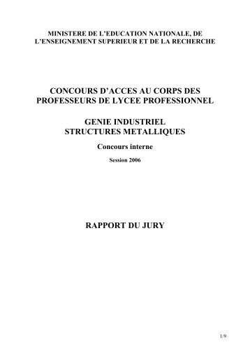 2006 Rapport du Jury du PLP Interne