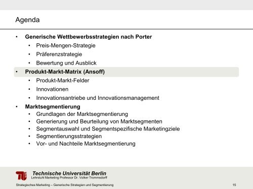 7. Vorlesung Strategisches Marketing - TU Berlin