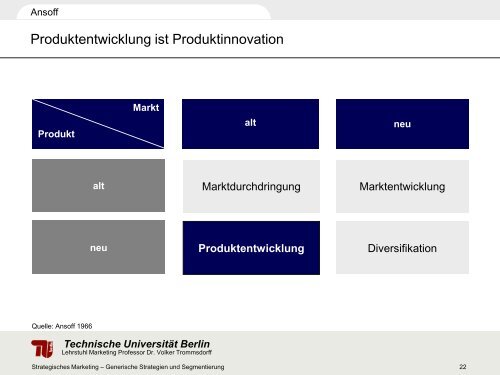 7. Vorlesung Strategisches Marketing - TU Berlin