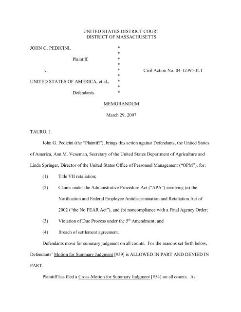 pedicini v usa summjudg.pdf - US District Court - District of ...