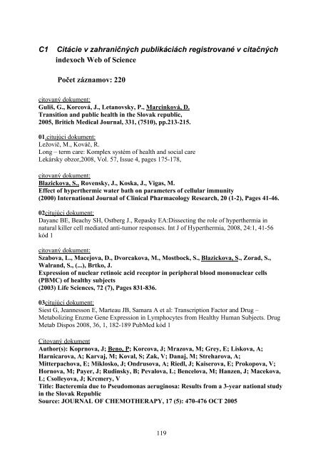 VÃ½roÄnÃ¡ sprÃ¡va FZaSP 2008 .pdf - Fakulta zdravotnÃ­ctva a sociÃ¡lnej ...