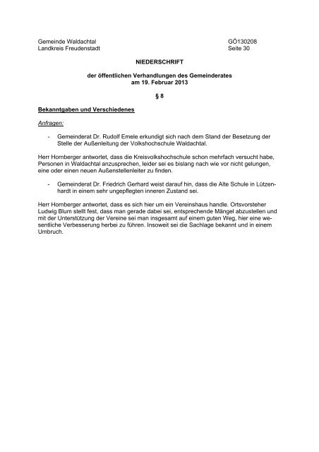 GR Protokoll 19.02.2013 - Waldachtal