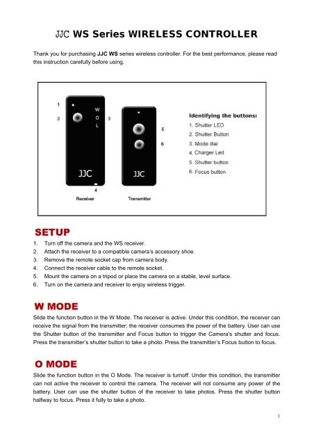 JJC WS Series WIRELESS CONTROLLER - JJC Professional ...