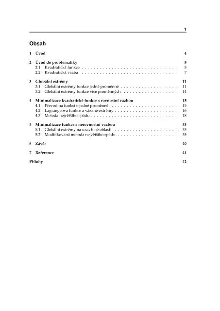 Minimalizace kvadratickÃ© funkce s kvadratickÃ½mi ... - FEI VÅ B