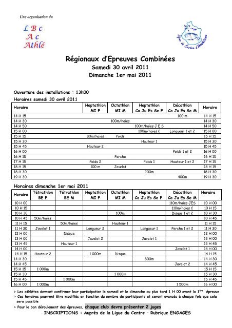 cliquant ici - Fédération Française d'Athlétisme