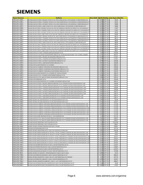 Fiyat Listesi - Siemens