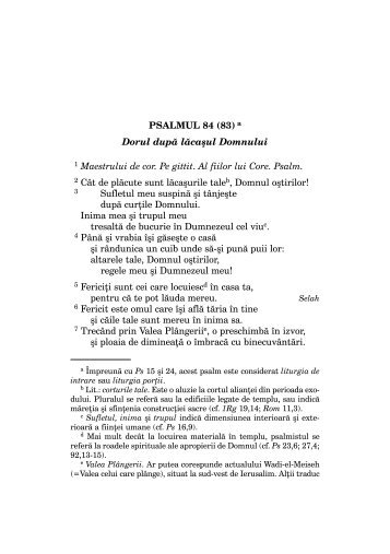 PSALMUL 84 (83) a Dorul dupÄ lÄcaÂºul Domnului 1 Maestrului de ...