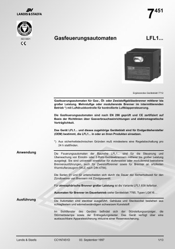 Gasfeuerungsautomaten LFL - ABIC Brennertechnik GmbH