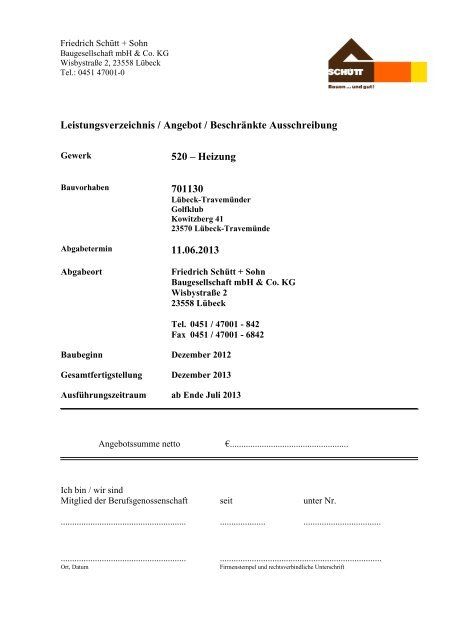LV 520 - Heizung.pdf - Friedrich Schütt + Sohn Baugesellschaft mbH ...