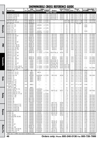 SNOWMOBILE CROSS REFERENCE GUIDE - Marshall Distributing