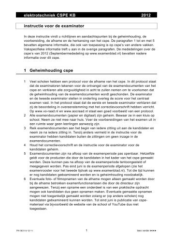 elektrotechniek CSPE KB 2012 instructie voor de examinator 1 ...