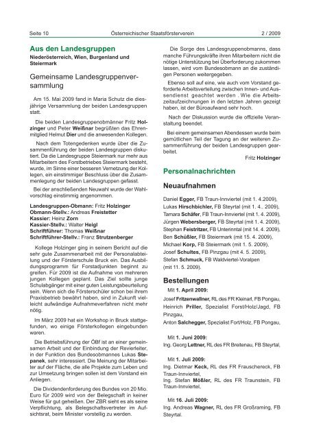 Ausgabe 2/2009 - Der Verband Ãsterreichischer FÃ¶rster