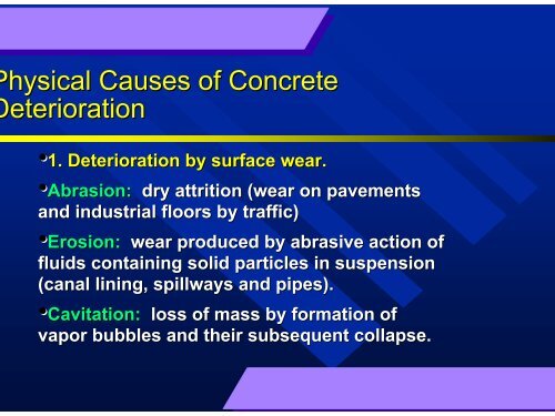 Physical Causes of Concrete Deterioration