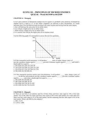 ECONS 101 â PRINCIPLES OF MICROECONOMICS QUIZ #6 ...