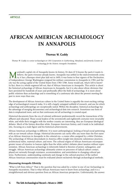 The Public Meaning of Archaeological Heritage - Society for ...