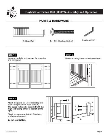 Daybed Conversion Rail (M3099)- Assembly and ... - DaVinci Baby