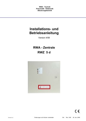 Installations- und Betriebsanleitung - RWA-Berlin