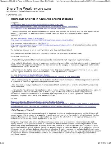 Magnesium Chloride In Acute And Chronic Diseases - MCS ...